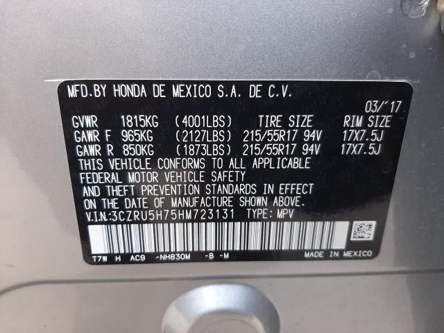 2017 HONDA HR-V EXL 3CZRU5H75HM723131