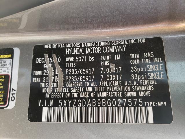 2011 HYUNDAI SANTA FE 5XYZGDAB9BG027575