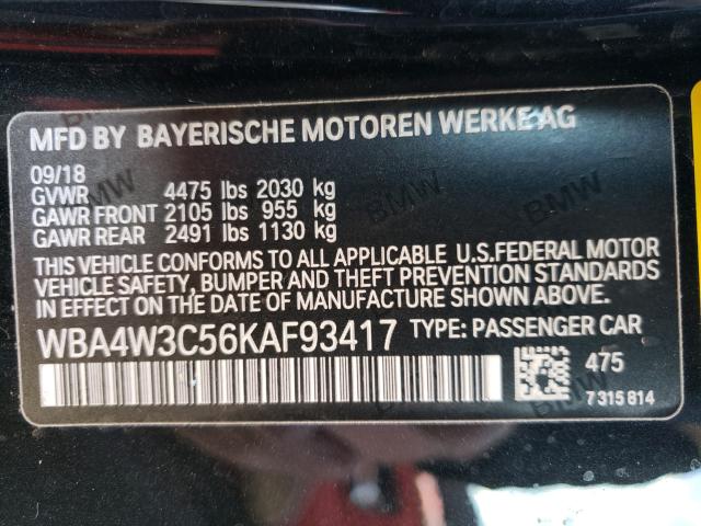 2019 BMW 430I WBA4W3C56KAF93417