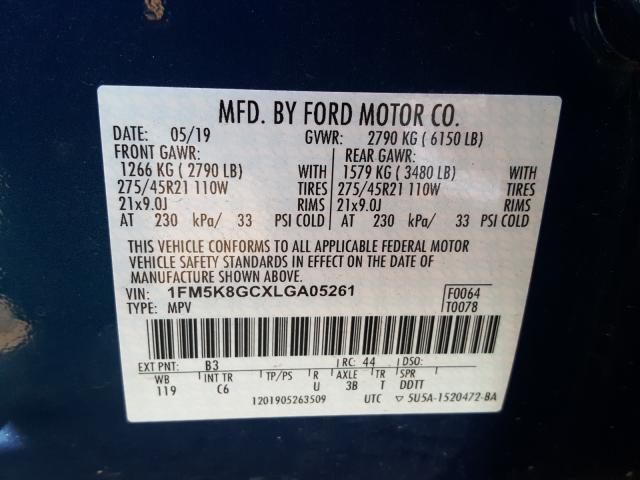 2020 FORD EXPLORER S 1FM5K8GCXLGA05261