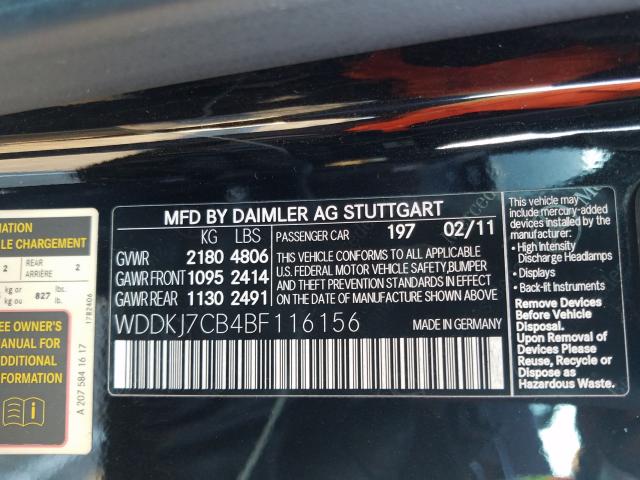 2011 MERCEDES-BENZ E 550 WDDKJ7CB4BF116156