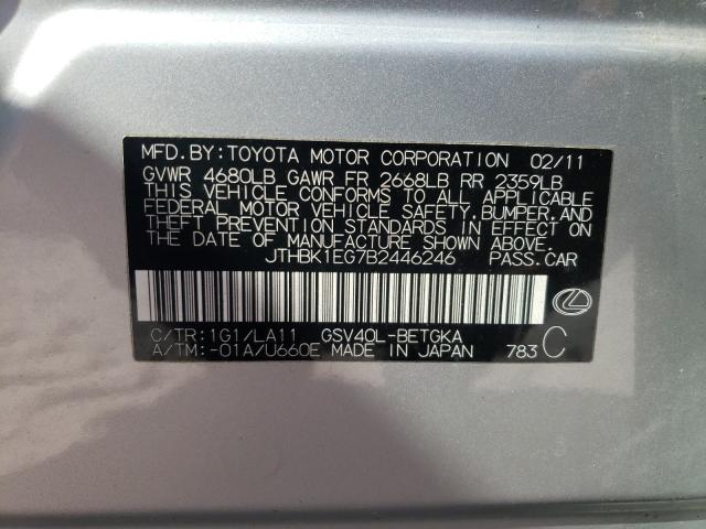 2011 LEXUS ES 350 JTHBK1EG7B2446246