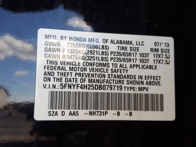 2013 HONDA PILOT LX 5FNYF4H25DB079719