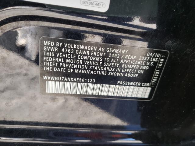 2010 VOLKSWAGEN CC VR6 4MO WVWGU7ANXAE561123