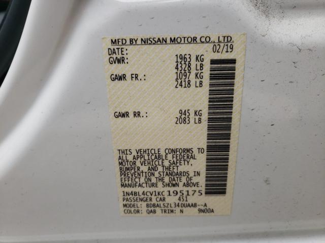 2019 NISSAN ALTIMA SR 1N4BL4CV1KC195175