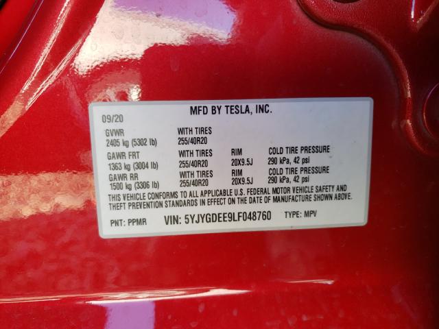 2020 TESLA MODEL Y 5YJYGDEE9LF048760