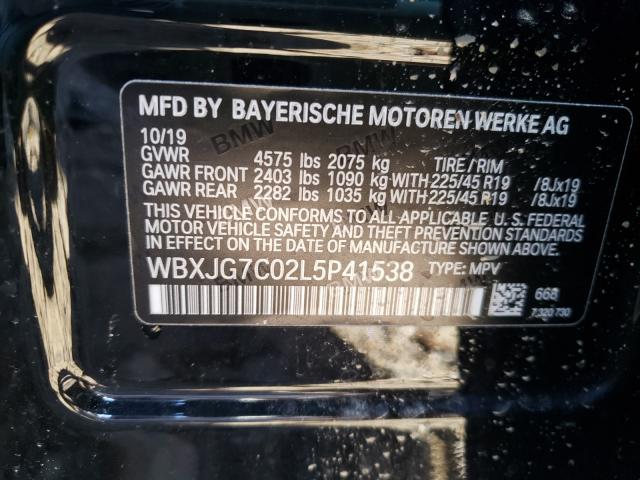 2020 BMW X1 SDRIVE2 WBXJG7C02L5P41538
