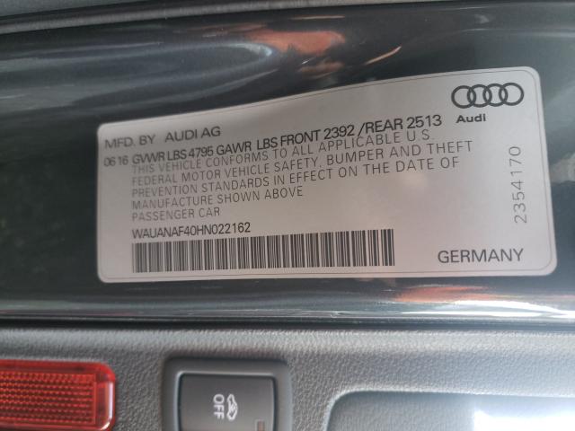 2017 AUDI A4 PREMIUM - WAUANAF40HN022162