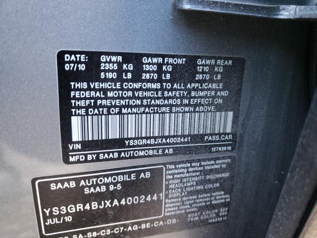 2010 SAAB 9-5 AERO YS3GR4BJXA4002441