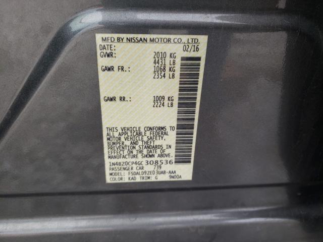2016 NISSAN LEAF SV 1N4BZ0CP4GC308536