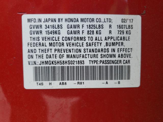 2017 HONDA FIT LX JHMGK5H58HS021893