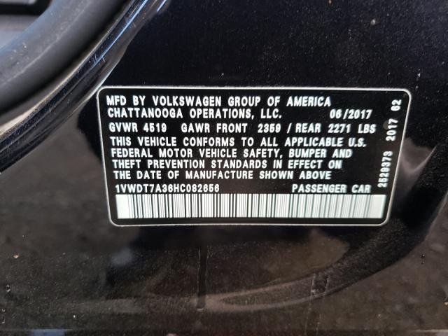 2017 VOLKSWAGEN PASSAT R-L 1VWDT7A36HC082656