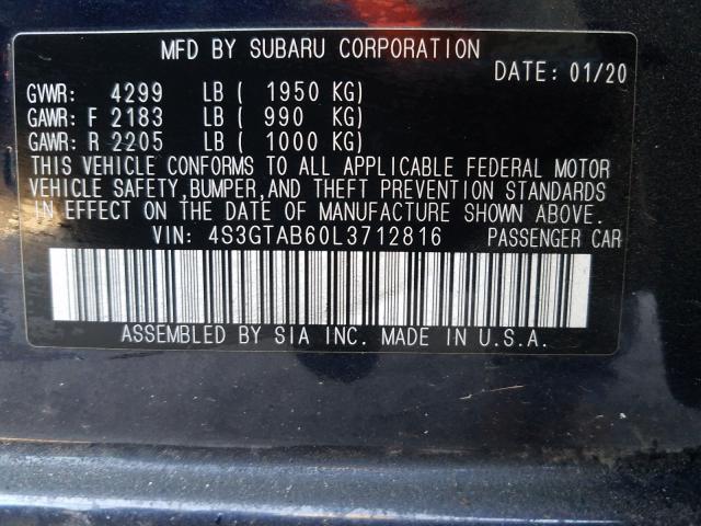 2020 SUBARU IMPREZA 4S3GTAB60L3712816