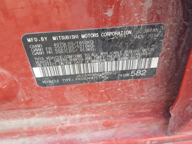 2015 MITSUBISHI LANCER GT JA32U8FWXFU010672