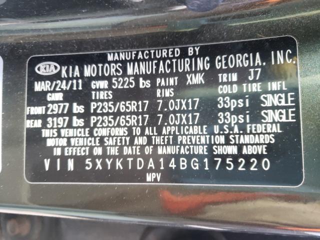 2011 KIA SORENTO BA 5XYKTDA14BG175220