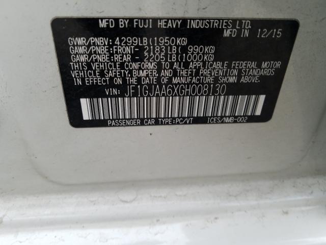 2016 SUBARU IMPREZA JF1GJAA6XGH008130