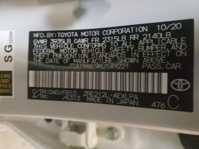 2021 TOYOTA COROLLA LE JTDEPMAE9MJ149221