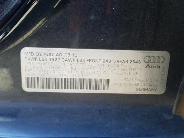 2011 AUDI A4 PRESTIG WAUKFAFL5BN010458