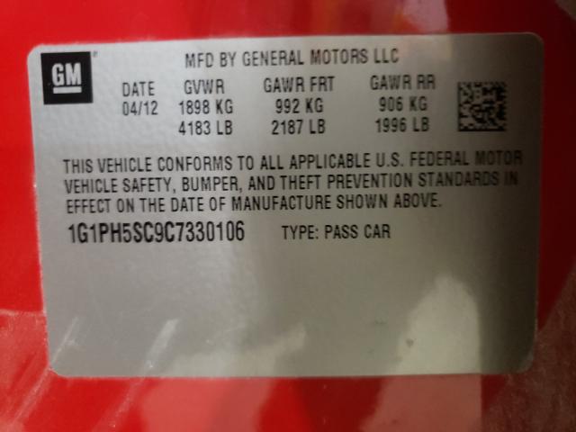 2012 CHEVROLET CRUZE LTZ 1G1PH5SC9C7330106