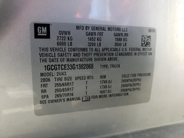 2016 CHEVROLET COLORADO L 1GCGTCE33G1382068