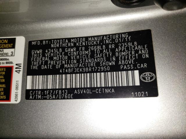 2011 TOYOTA CAMRY BASE 4T4BF3EK9BR172950