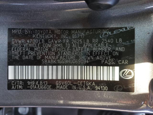 2017 LEXUS ES 350 58ABK1GG9HU069094