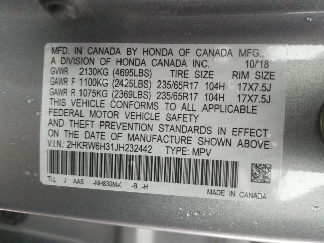 2018 HONDA CR-V LX 2HKRW6H31JH232442