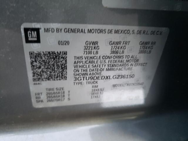 2020 GMC SIERRA K15 3GTU9DEDXLG236150