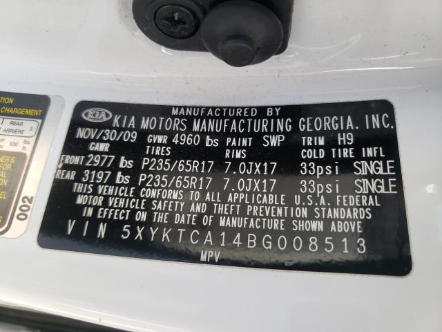 2011 KIA SORENTO BA 5XYKTCA14BG008513