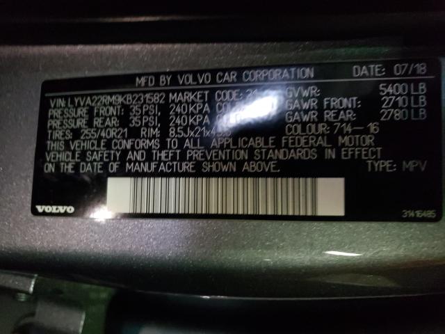 2019 VOLVO XC60 T6 R- LYVA22RM9KB231582