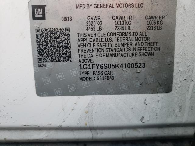 2019 CHEVROLET BOLT EV LT 1G1FY6S05K4100523