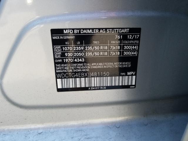 2018 MERCEDES-BENZ GLA 250 WDCTG4EBXJJ481150