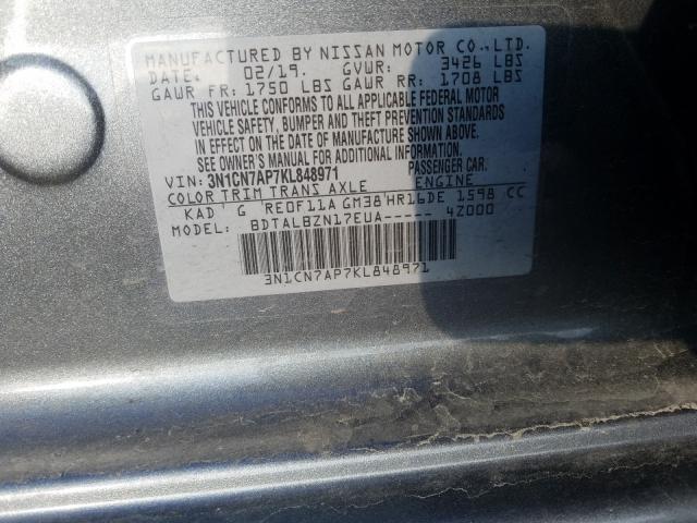 2019 NISSAN VERSA S 3N1CN7AP7KL848971