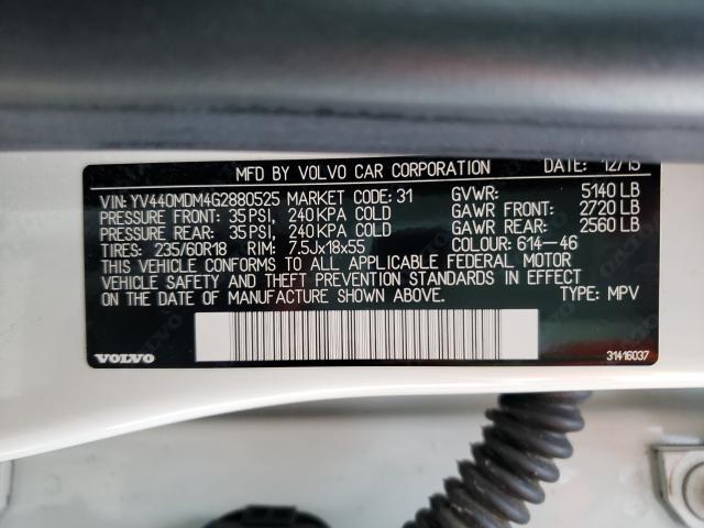 2016 VOLVO XC60 T5 PL YV440MDM4G2880525