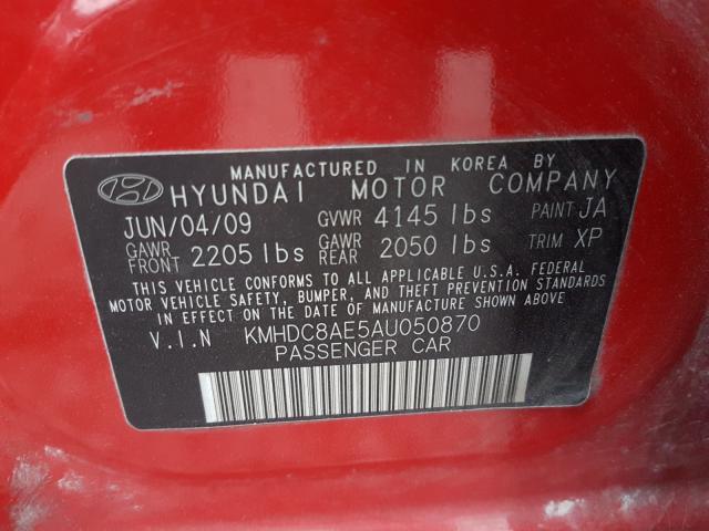 2010 HYUNDAI ELANTRA TO KMHDC8AE5AU050870