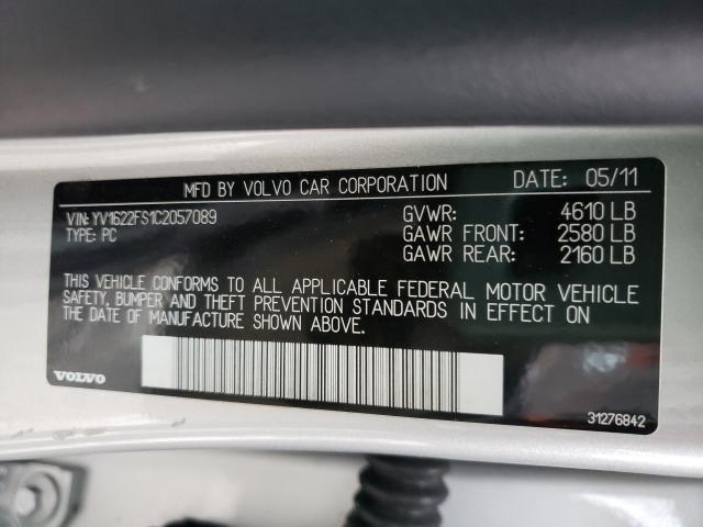 2012 VOLVO S60 T5 YV1622FS1C2057089