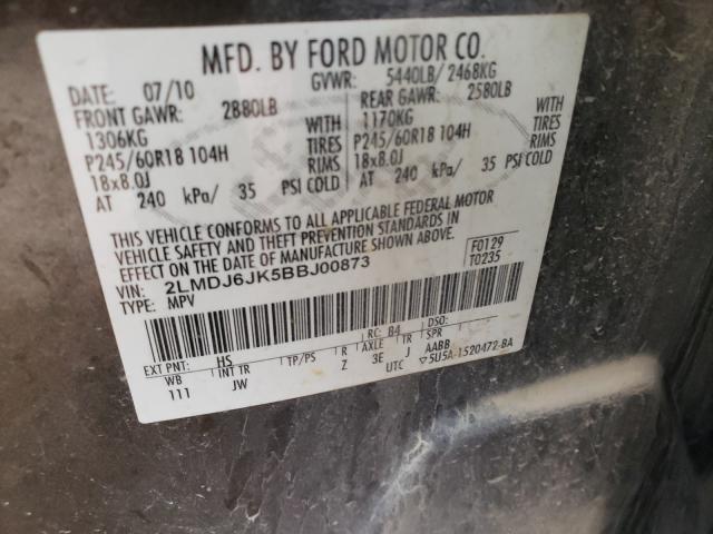 2011 LINCOLN MKX 2LMDJ6JK5BBJ00873
