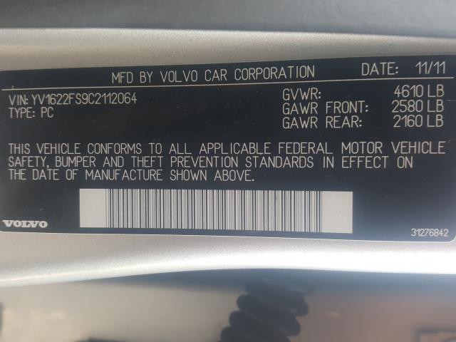 2012 VOLVO S60 T5 YV1622FS9C2112064