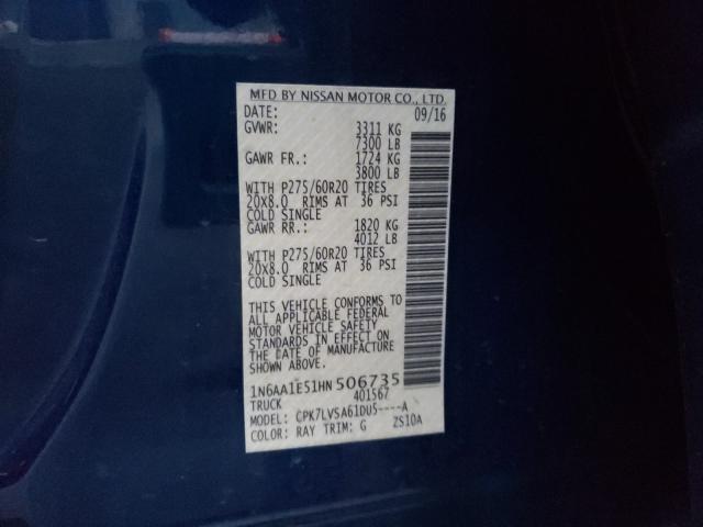 2017 NISSAN TITAN SV 1N6AA1E51HN506735