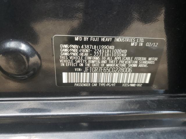 2012 SUBARU IMPREZA WR JF1GR7E65CG228006