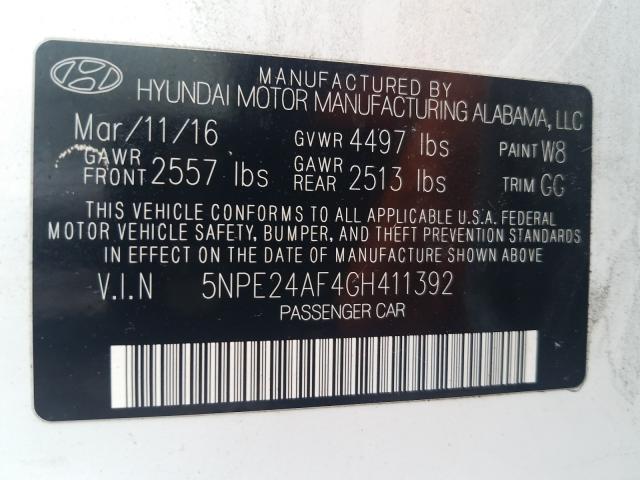 2016 HYUNDAI SONATA SE 5NPE24AF4GH411392
