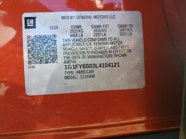 2020 CHEVROLET BOLT EV LT 1G1FY6S03L4104121