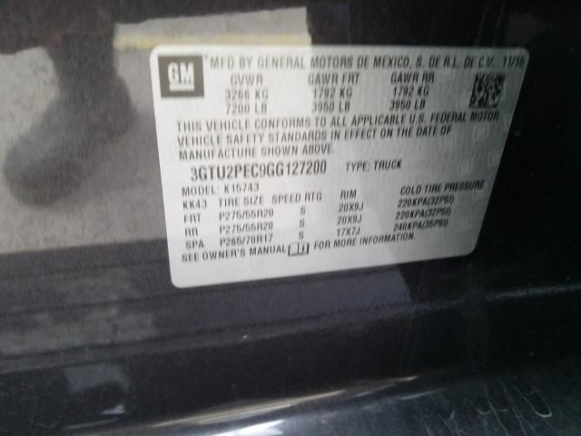 2016 GMC SIERRA K15 3GTU2PEC9GG127200