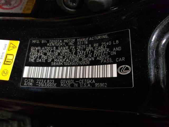 2016 LEXUS ES 350 58ABK1GGXGU010926