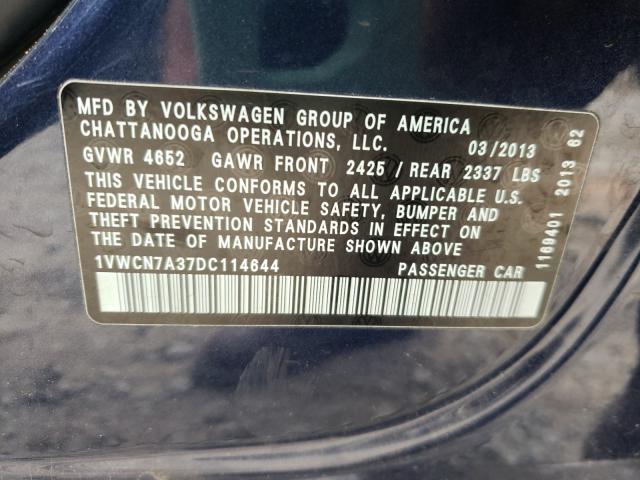 2013 VOLKSWAGEN PASSAT SEL 1VWCN7A37DC114644