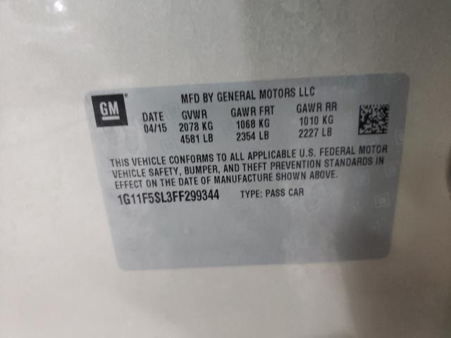2015 CHEVROLET MALIBU 2LZ 1G11F5SL3FF299344