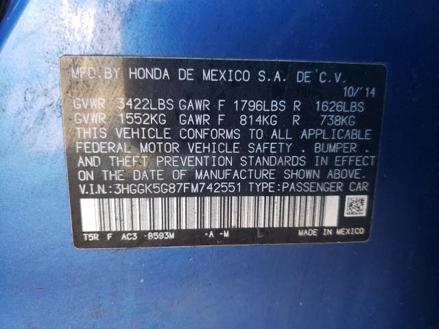 2015 HONDA FIT EX 3HGGK5G87FM742551