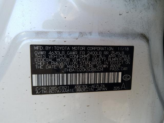 2019 LEXUS IS 300 JTHBA1D20K5088334