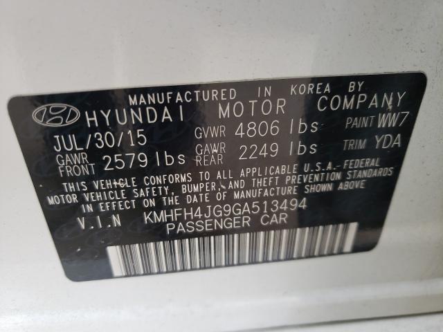 2016 HYUNDAI AZERA LIMI KMHFH4JG9GA513494