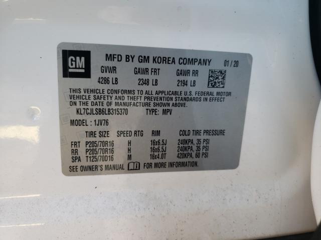 2020 CHEVROLET TRAX 1LT KL7CJLSB6LB315370